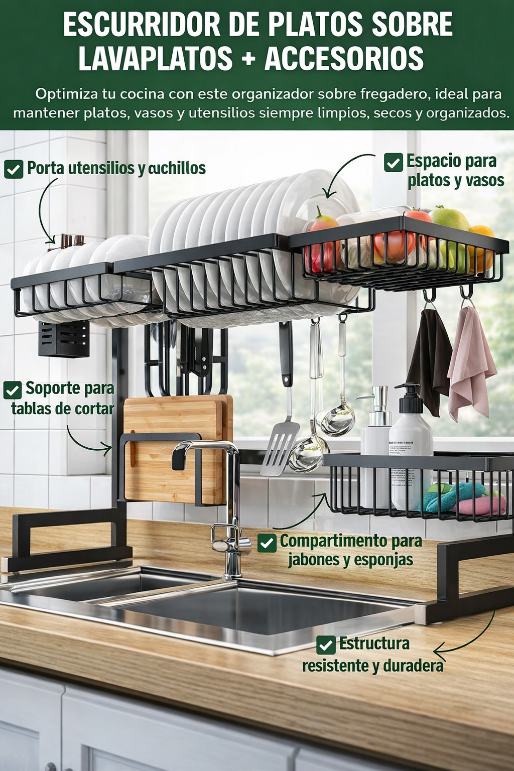 Drymaster🍽️ Escurridor Multifuncional De Acero Inoxidable ✨