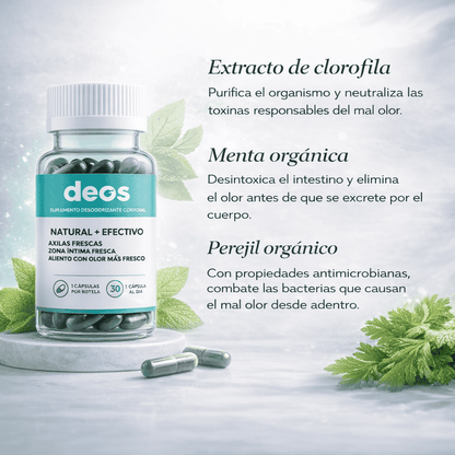 Deos™  Elimina el Mal Olor Corporal desde el Interior de Forma Natural 🌿