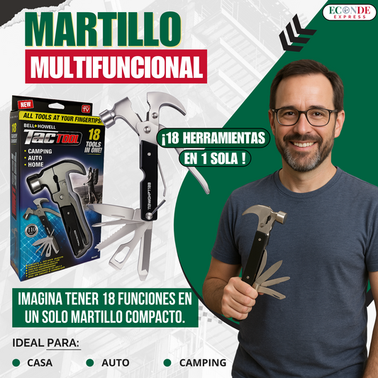 Martillo Táctico Profesional 18 en 1 – Resistente, Compacto y Versátil