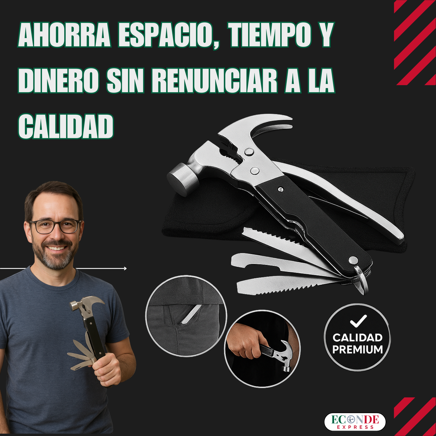 Martillo Táctico Profesional 18 en 1 – Resistente, Compacto y Versátil