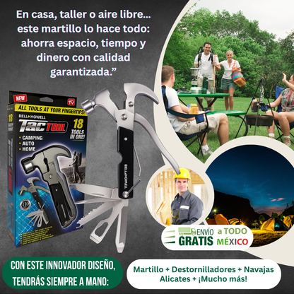 Martillo Táctico Profesional 18 en 1 – Resistente, Compacto y Versátil