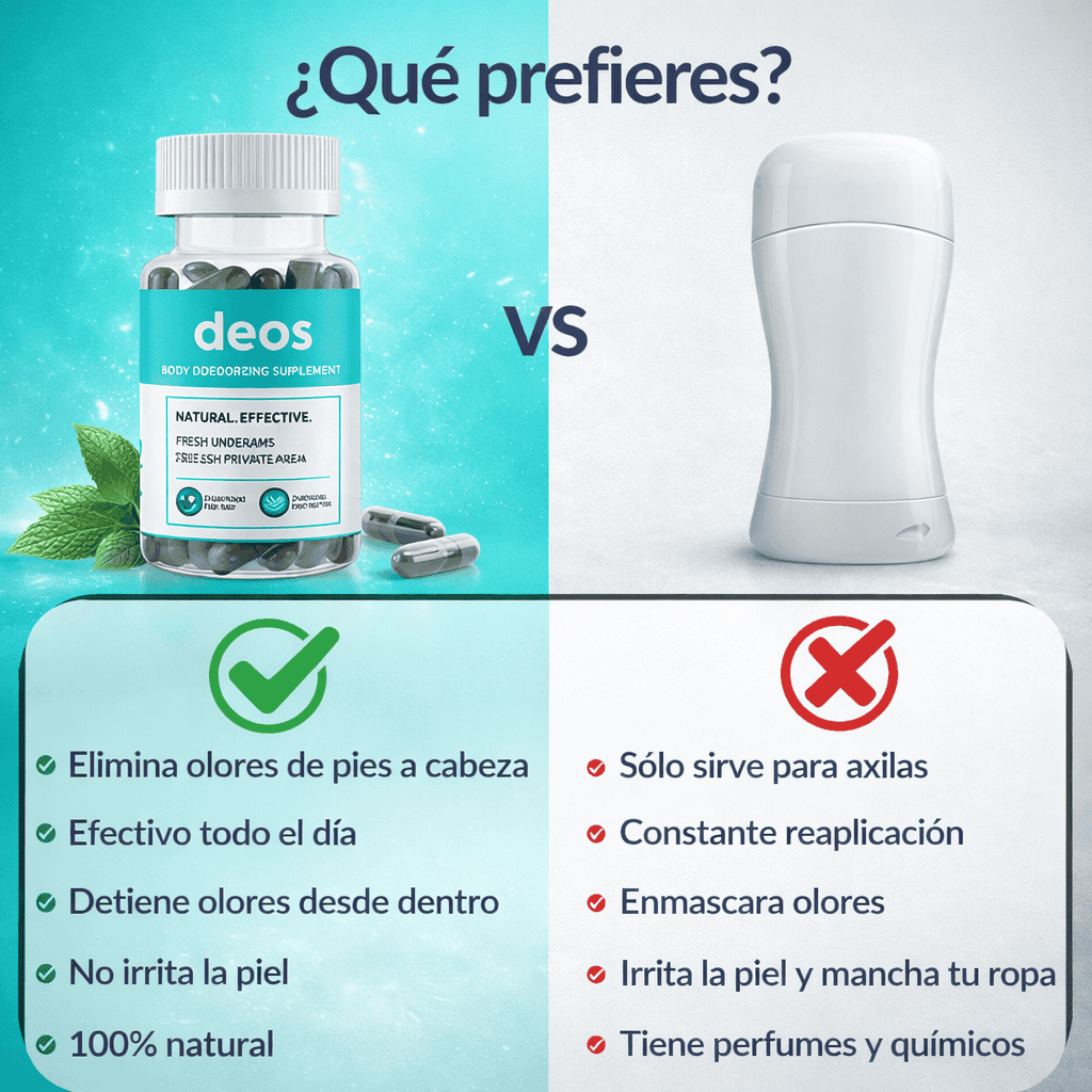 Deos™  Elimina el Mal Olor Corporal desde el Interior de Forma Natural 🌿