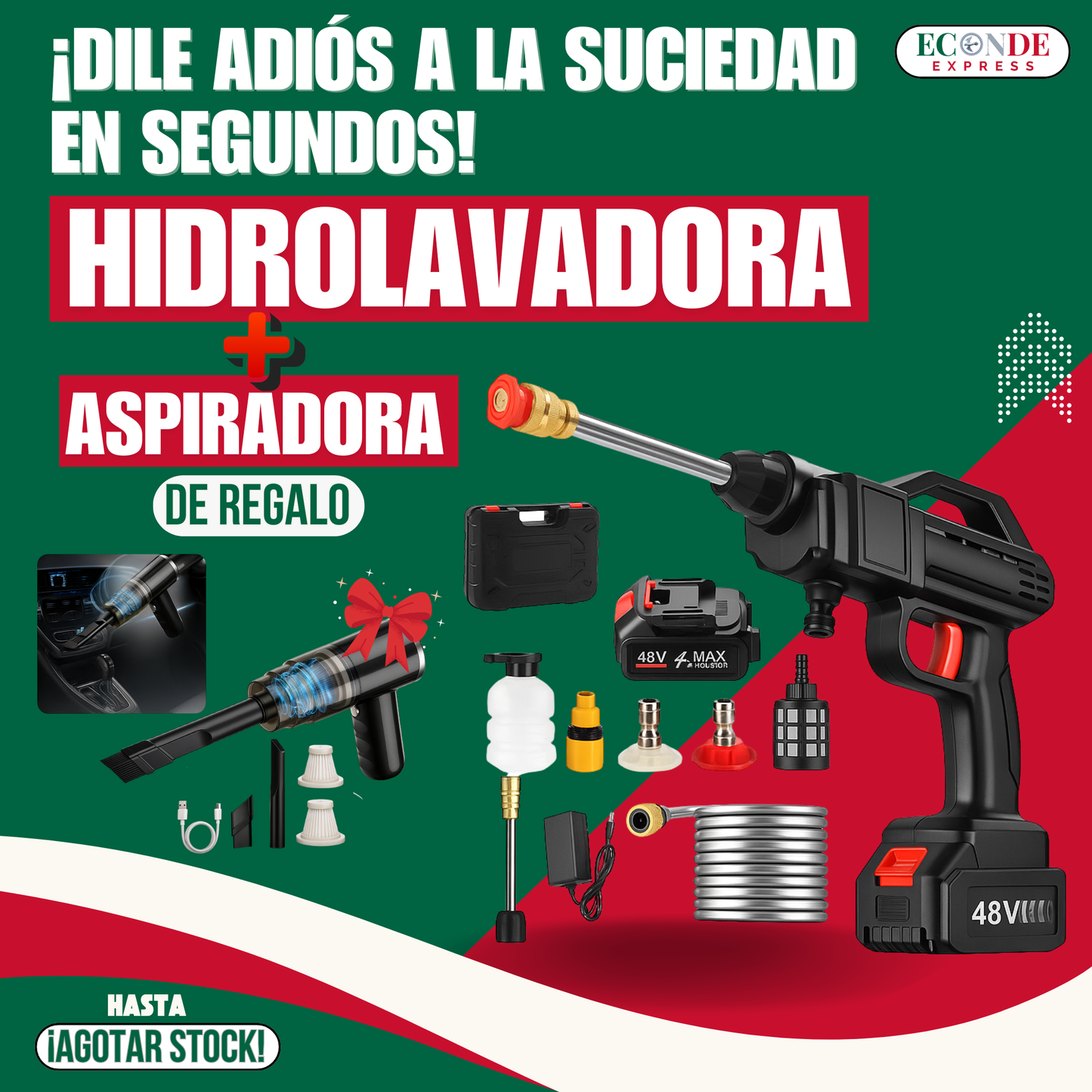 TurboClean 🎁 ¡Oferta Exclusiva, Hidrolavadora + Aspiradora de Regalo! 🎁