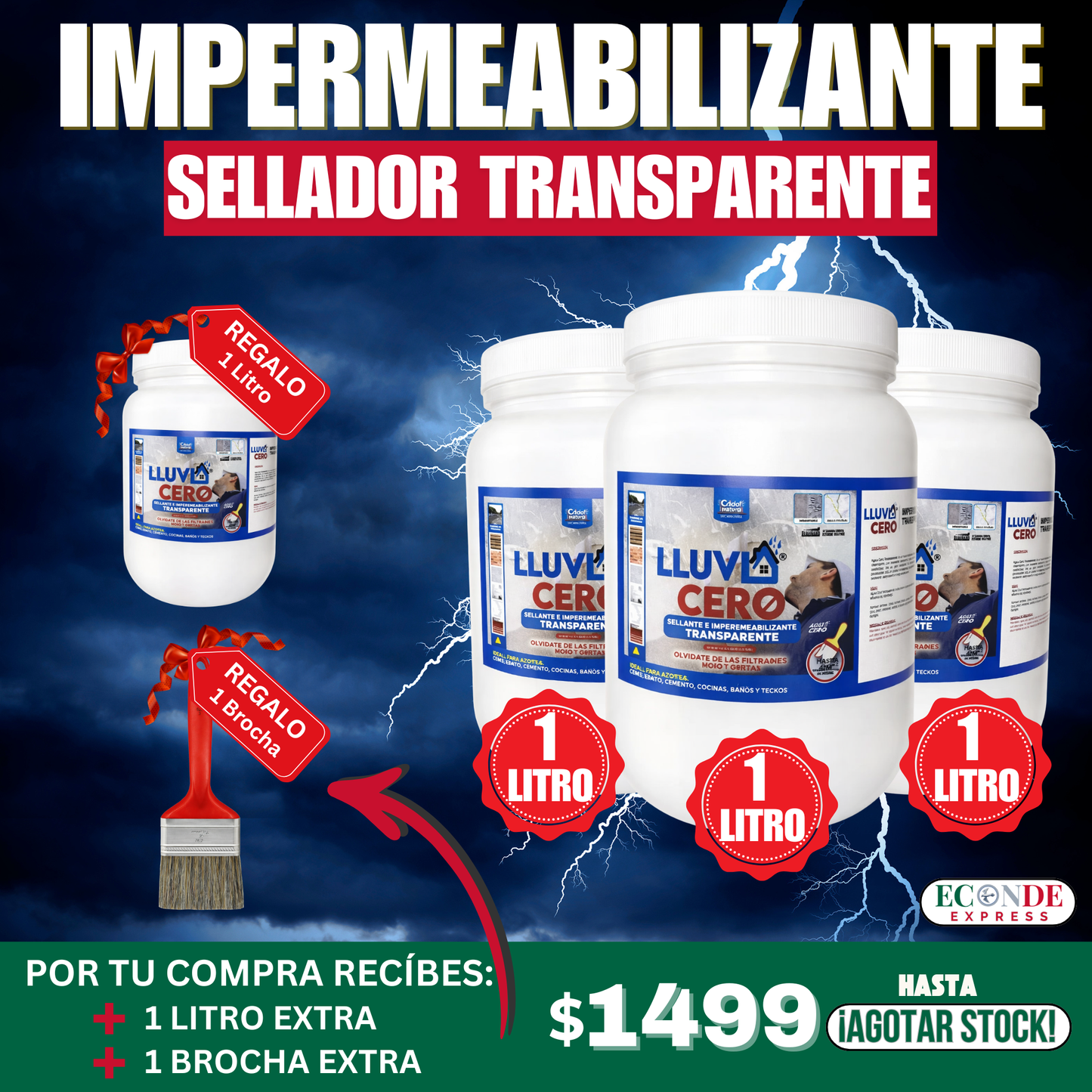 Protege tu Hogar con LLUVIA CERO 🎁 ¡Oferta Exclusiva, 3 Litros + 1 Litro + Brocha de Regalo! 🎁