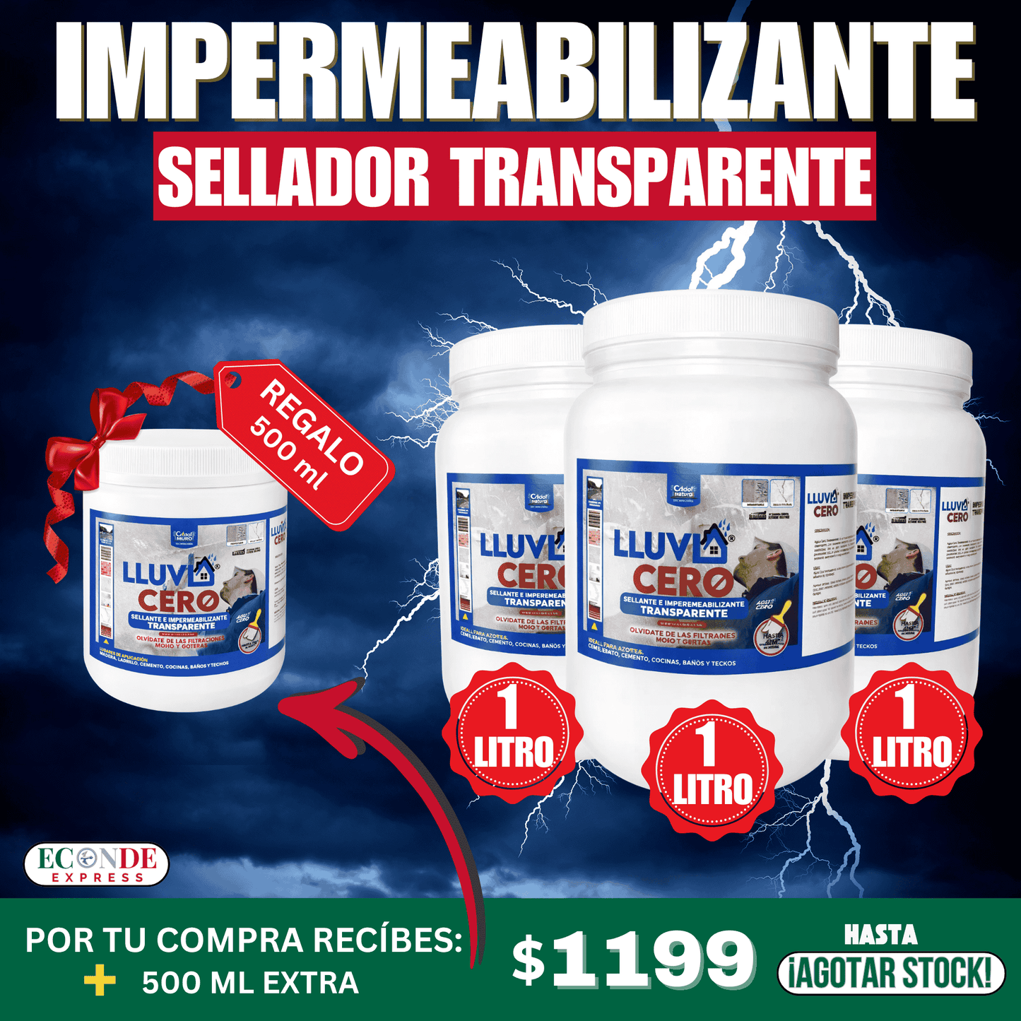 Protege tu Hogar con LLUVIA CERO 🎁 ¡Oferta Exclusiva, 3 Litros al Precio de 1 + 500 ML de Regalo! 🎁