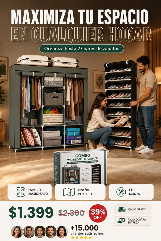 OmniSpace: Armario y Zapatero de Tejido Oxford Plegable 4 en 1 de Alta Capacidad