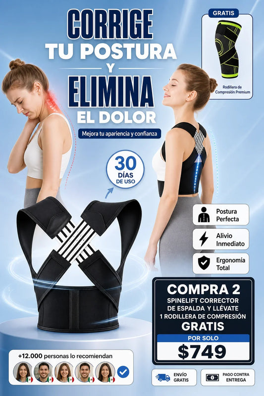 SpineLift 360™ Corrige tu postura, elimina el dolor y adiós papada postural